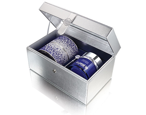 A stunning and fiery crystal case cradles La Prairie most concentrated and richly opulent Skin Caviar Luxe Cream