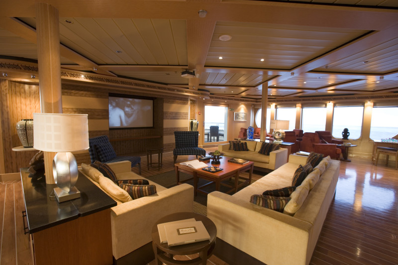 Nomade Yachting by Bora Bora Cruises living room on the water inside
